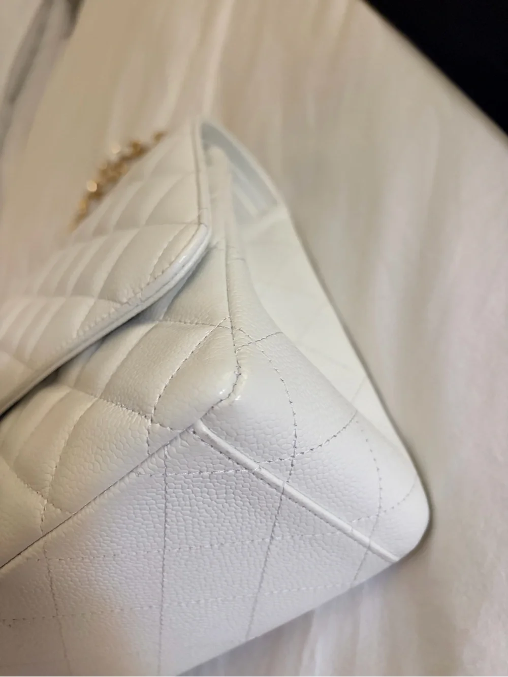 Chanel Maxi Classic Flap – White Caviar Leather & Gold Hardware
